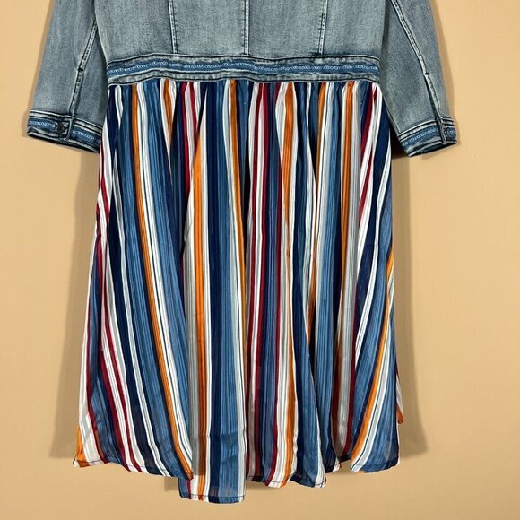 Desigual Denim Women's Front Button Striped High/Low Dress Size 10 - Picture 8 of 12